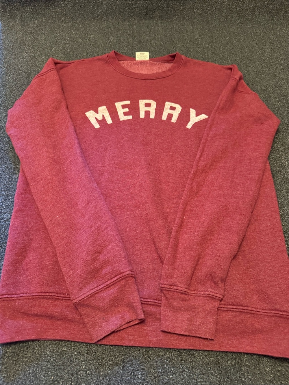 Oat Collective "Merry" Mineral Washed Graphic Sweatshirt - Cranberry Heather - M - Picture 3 of 8